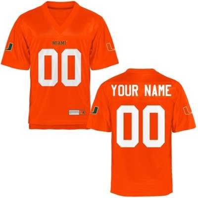 Men%27s Miami Hurricanes Customized Football Name & Number Jersey - 2015 Orange